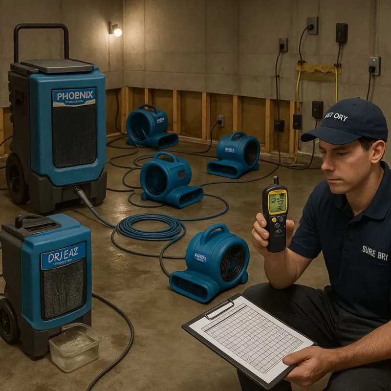 Structural Drying and Dehumidification process in Sachse, TX